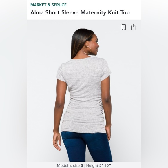 MARKET & SPRUCE Alma Short Sleeve Maternity Knit Top | Medium | Gray - Picture 2 of 9